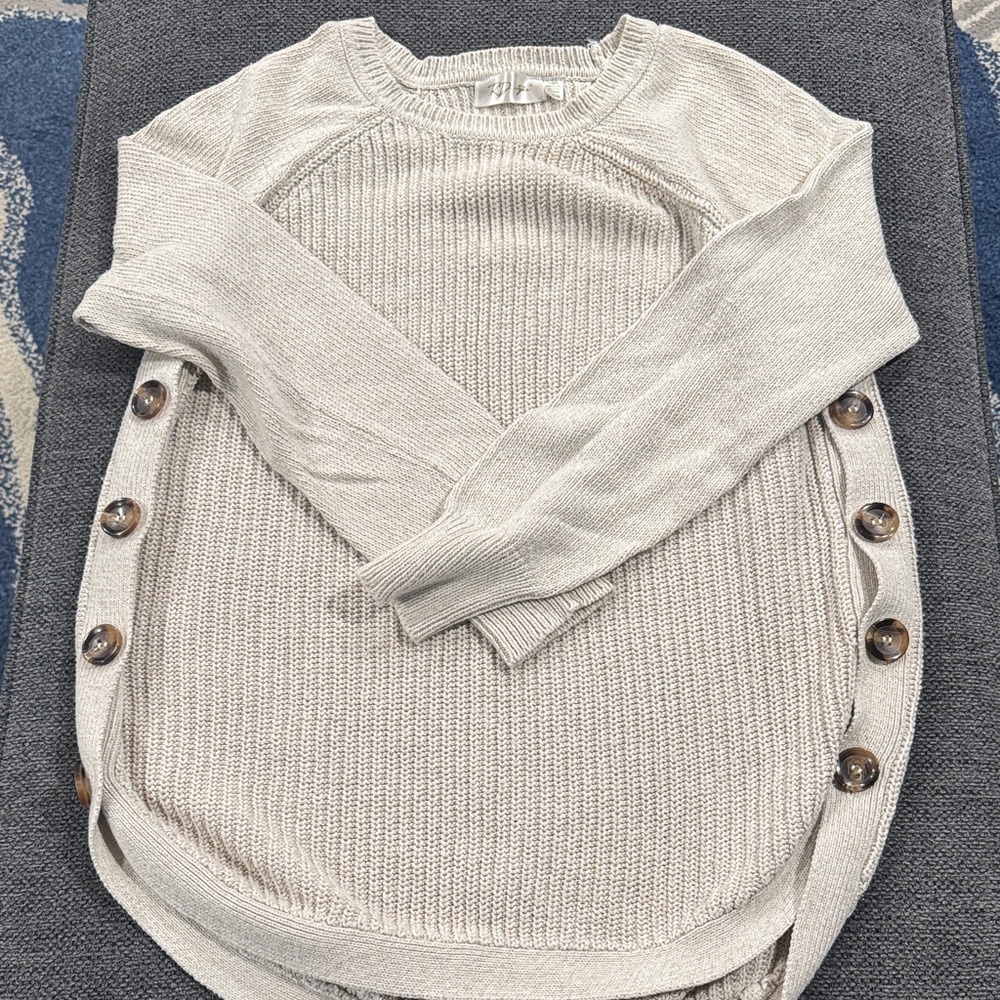 RD Style Light Beige Button-Side Knit Sweater - Women